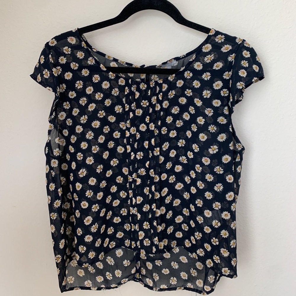 Floral See-Through Blouse